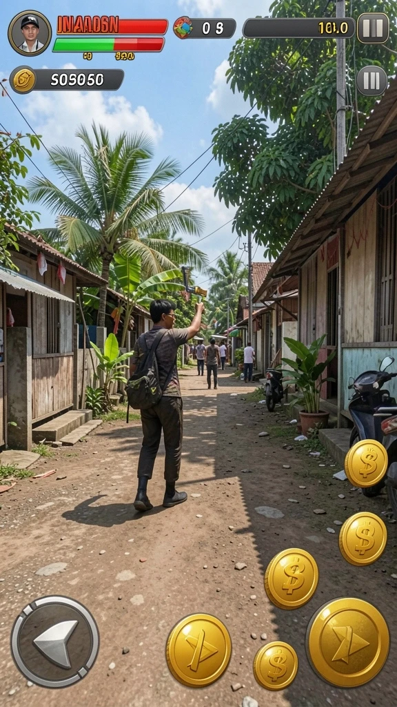 Tangkapan layar dari karakter utama dalam misi.